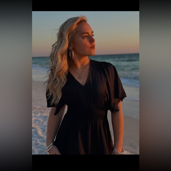 Black Satin Maxi Dress - Picture 2 of 3